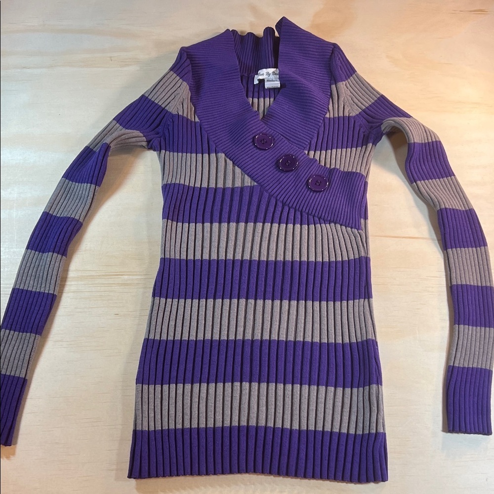 Love By Design Y2K Striped Bodycon Sweater Sz M